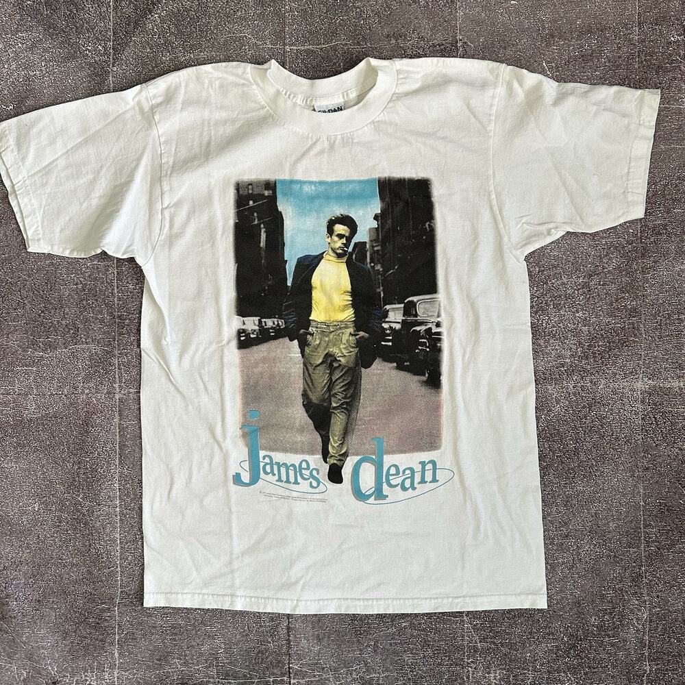 Men's Vintage 90s Gildan James Dean Rebel Picture White Graphic T Shirt Tee Sz L
